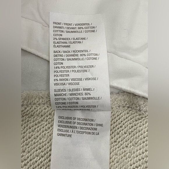 Peace Love World White/Gray Chic Denim Jacket Puff Gray Sleeve Oversized SZ XXS - Picture 15 of 16